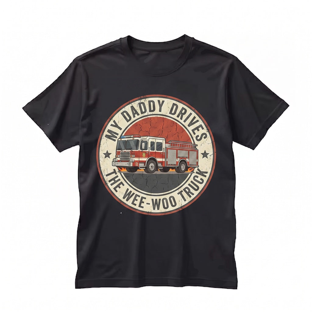 Cute My Daddy Drives The Wee-WOO Truck Fathers Day Dad Gift Graphic Unisex TShirt