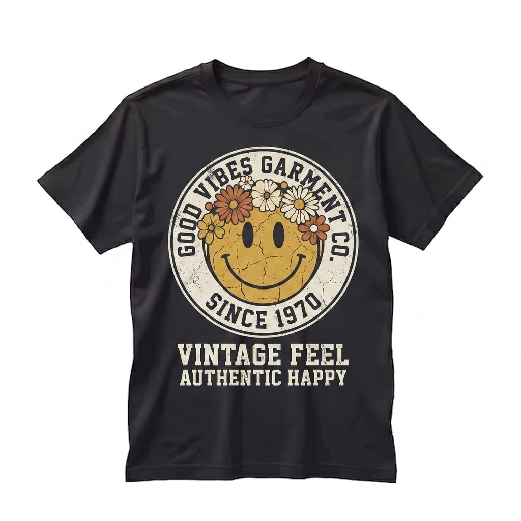 Retro Happy Face Floral Autumn Halloween Fall Graphic Unisex TShirt