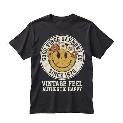 Retro Happy Face Floral Autumn Halloween Fall Graphic Unisex TShirt