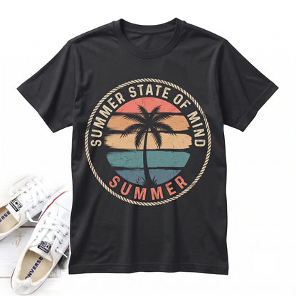 Sunset Beach Palm Tree Graphic Summer Vacation Ocean Tropical Artwork Unisex TShirt