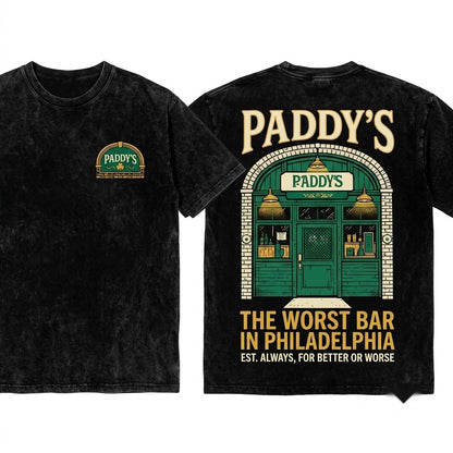 Paddys Irish Pub Philadelphia Bar Graphic Retro Unisex Wash T-Shirt