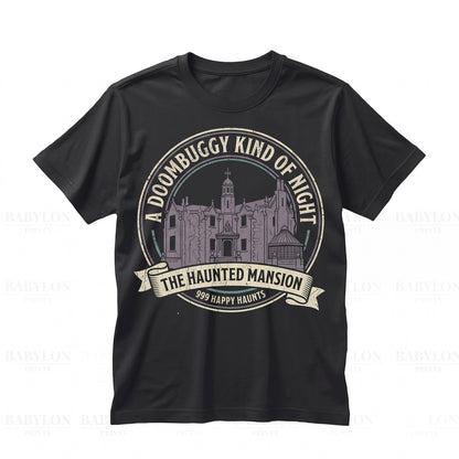 Vintage Spooky Haunted Estate Halloween Theme Park Attraction Graphic Apparel Unisex TShirt