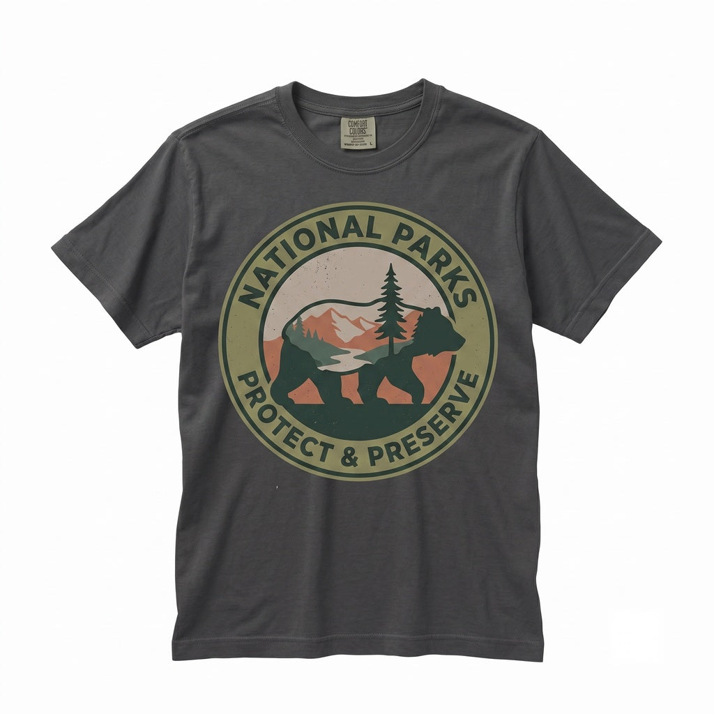 National Parks Bear Vintage Wildlife Conservation Retro Mountain Forest Nature Aesthetic Gift Unisex TShirt