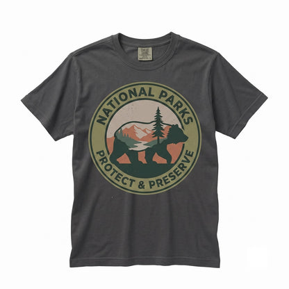 National Parks Bear Vintage Wildlife Conservation Retro Mountain Forest Nature Aesthetic Gift Unisex TShirt