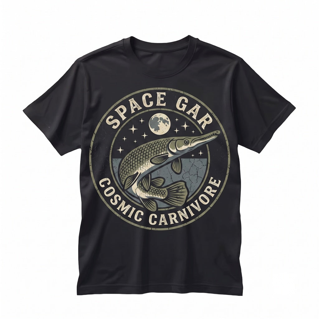 Three Alligator Gar Moon Atractosteus Spatula Galaxy Retro Fish Aquarium Hobbyist Gift Aquatic Pet Graphic Vintage Wash Unisex