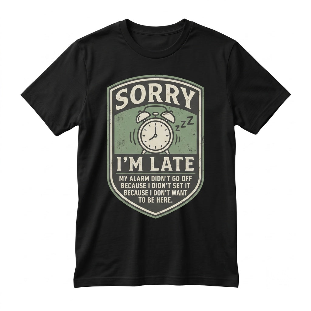 Funny Im Late Saying Sarcastic Humor Novelty Graphic Gift for Men Women Unisex TShirt
