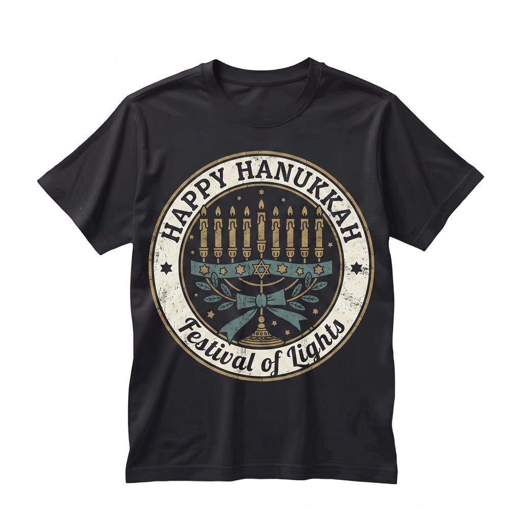 Happy Hanukkah Menorah Festival of Lights Jewish Holiday Long Sleeve Unisex TShirt