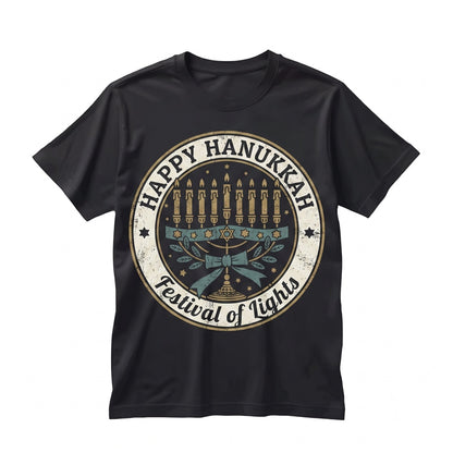 Happy Hanukkah Menorah Festival of Lights Jewish Holiday Long Sleeve Unisex TShirt