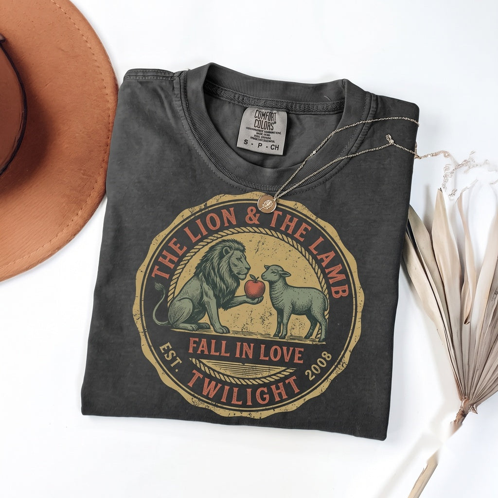 And So The Lion Fell in Love With Lamb Embroidered Book Quote Vampire Romance Novel Merch Apparel, Graphic Cotton Unisex TShirt