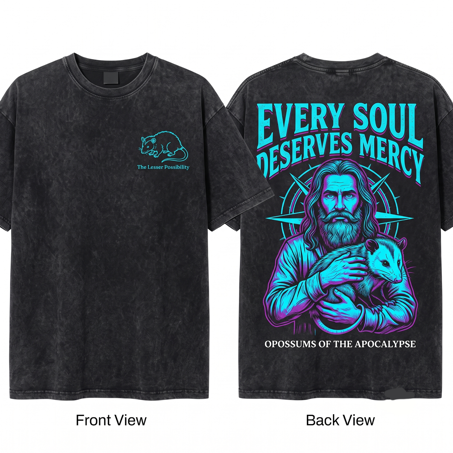 Jesus Possum Funny Christian Meme Vintage Opossum Graphic Weird Religious Humor Gift Unisex Heavyweight Garment-Dyed T-Shirt