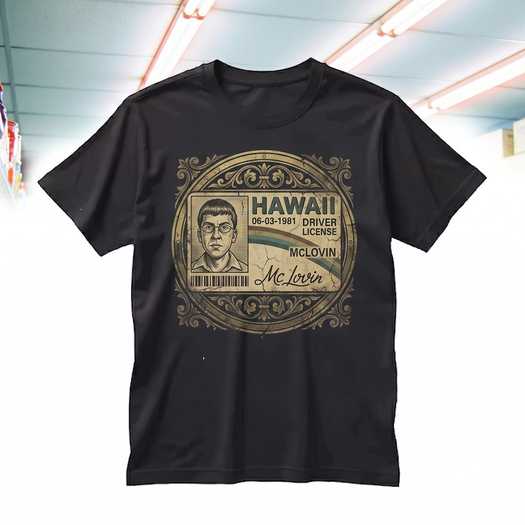 McLovin Fake Drivers License Hawaii ID Funny Cult Classic Movie Graphic Unisex TShirt