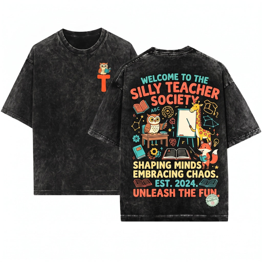 Cute Silly Goose Teachers Build Character Funny Back To School New Gift Unisex Wash T-Shirt