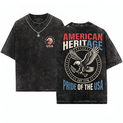 Vintage Patriotic USA Flag Red White Blue Classic Unisex Wash T-Shirt