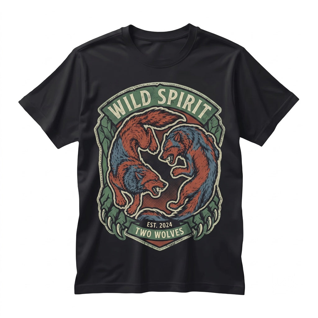 Vintage Japanese Red Wolf Graphic Retro Tattoo Style Minimalist Streetwear Unisex TShirt