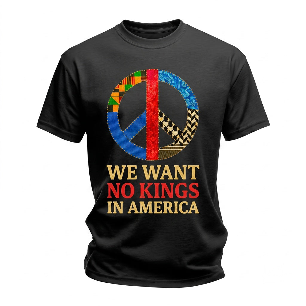 No Kings In America Peace Patchwork Graphic Unisex TShirt