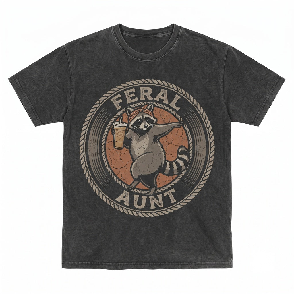 Somebodys Feral Auntie Funny Raccoon Meme Cool Promoted Pregnancy Reveal Unisex TShirt