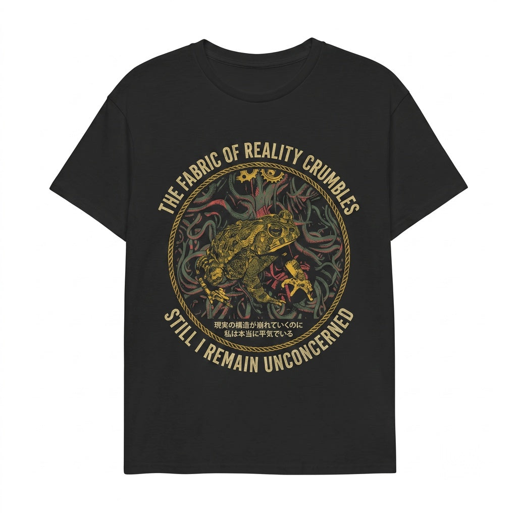 Reality Crumbles Surreal Frog Graphic Aesthetic Vintage Meme Cotton Casual Apparel Unisex TShirt