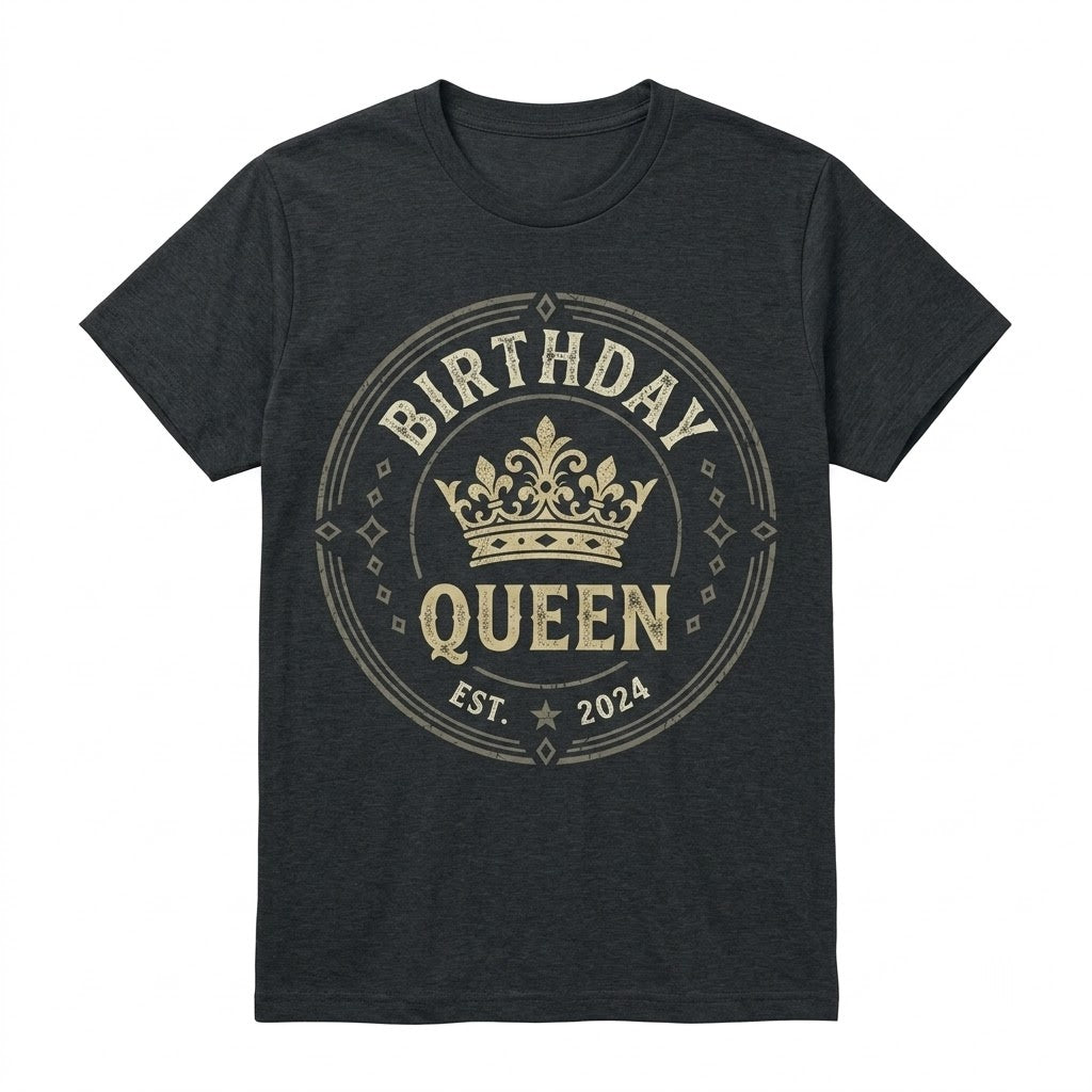 Birthday Queen Comfy Cotton Party Squad Graphic Apparel for Women Unisex TShirt