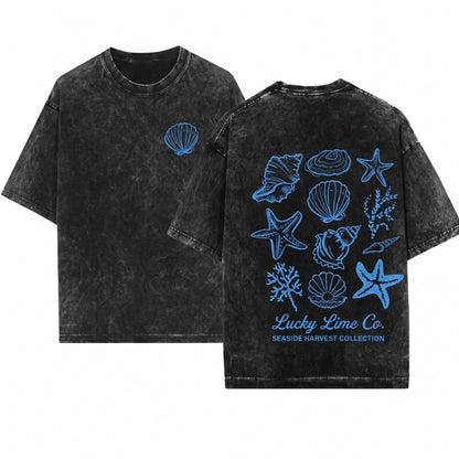 Cute Women Seashell Ocean Beach Summer Vacation Travel Gift Unisex Wash T-Shirt