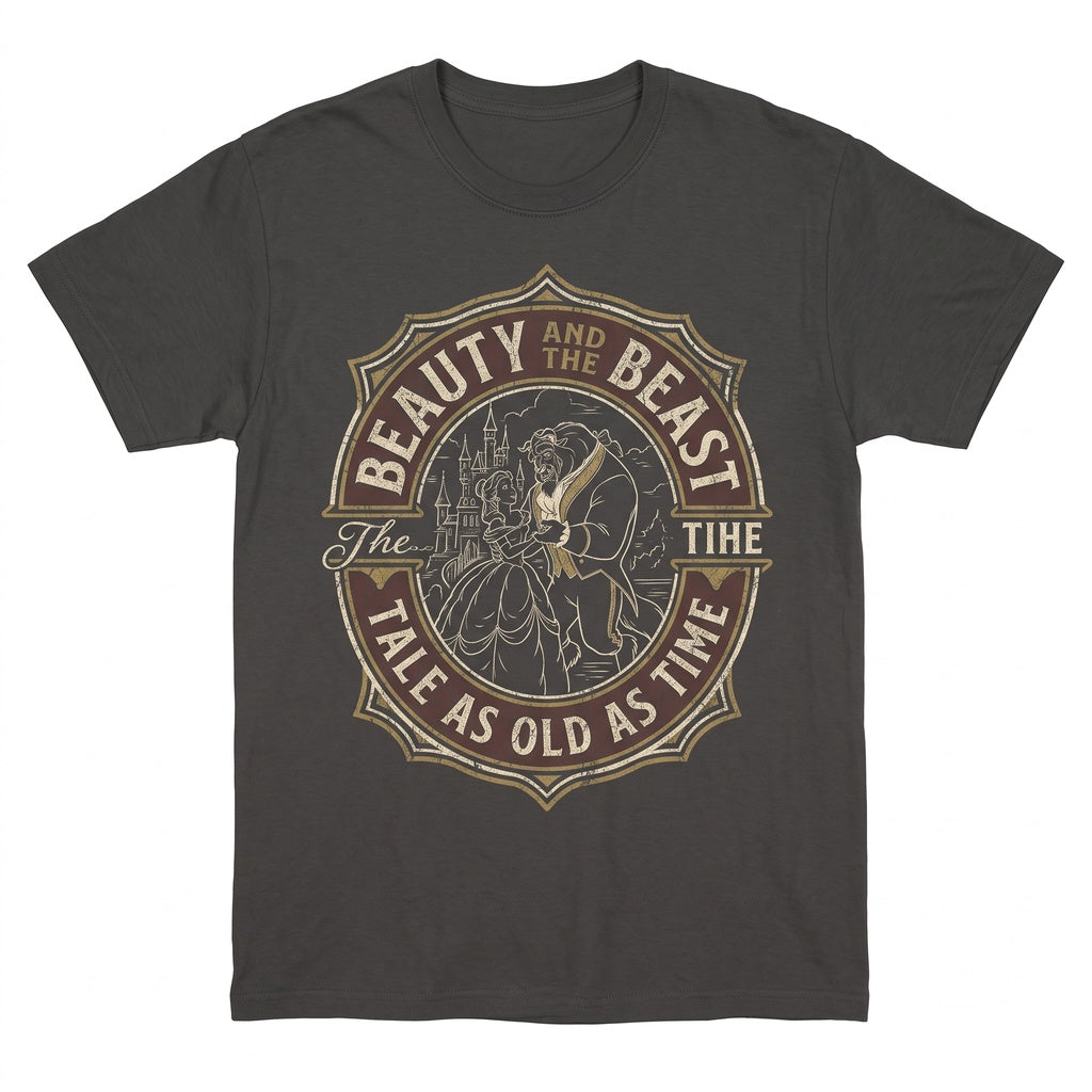 Vintage Fairy Tale Princess Belle and Beast Vacation Retro Magic Kingdom Graphic Unisex TShirt