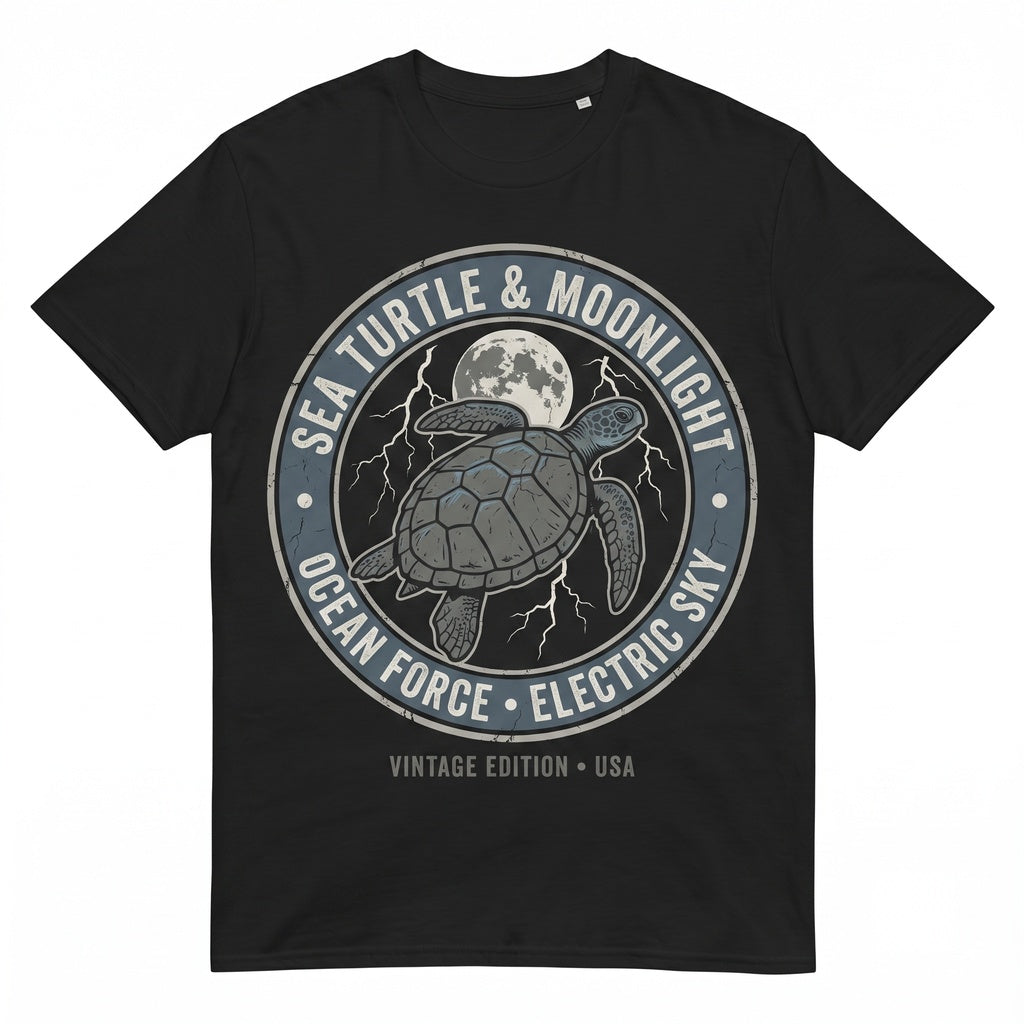 Gothic Sea Turtle Moon Ocean Lightning Dark Marine Animal Halloween Gift for Men Women Unisex TShirt