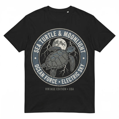 Gothic Sea Turtle Moon Ocean Lightning Dark Marine Animal Halloween Gift for Men Women Unisex TShirt