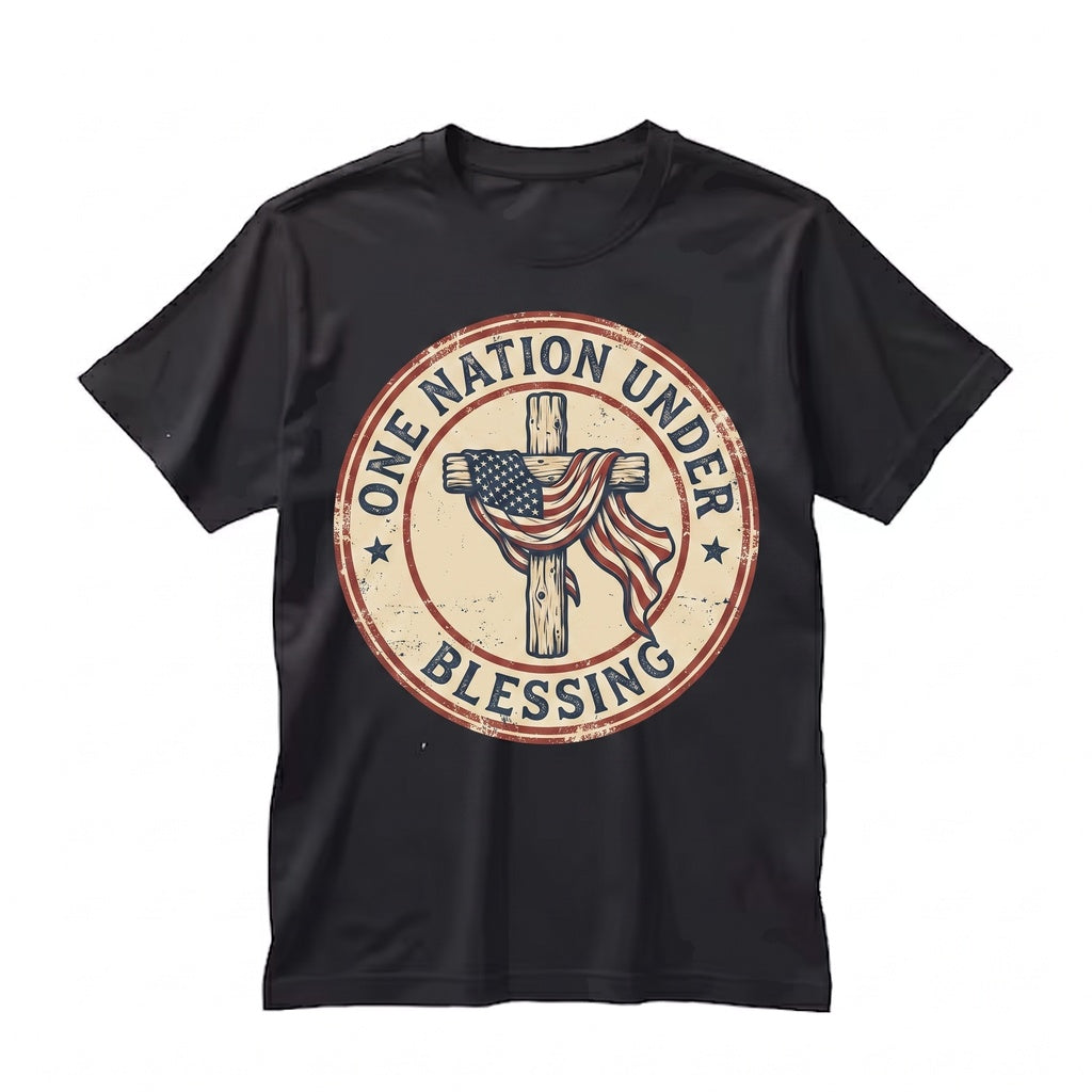 American Flag One Nation Under God Blessing 4th of July Firework USA 250 Years Freedom Patriotic Graphic Unisex TShirt