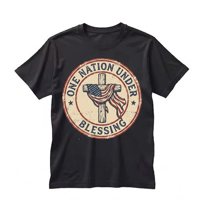 American Flag One Nation Under God Blessing 4th of July Firework USA 250 Years Freedom Patriotic Graphic Unisex TShirt
