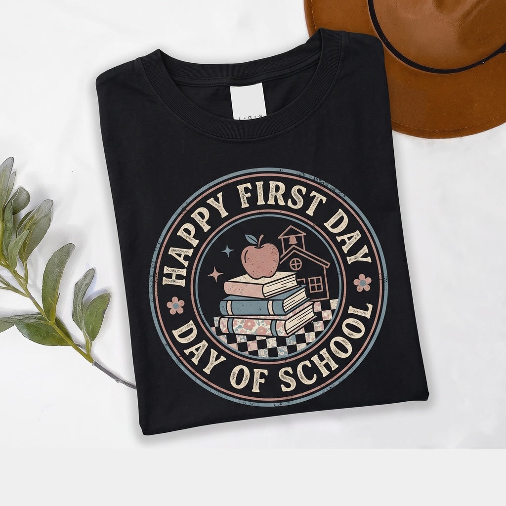Happy First Day of School Cute 1st Teacher Kindergarten Back to Unisex TShirt