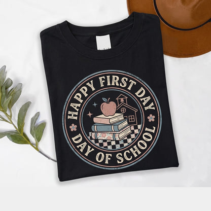 Happy First Day of School Cute 1st Teacher Kindergarten Back to Unisex TShirt