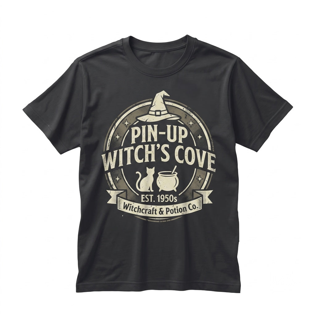 Black Cat Witch Vintage Halloween Gothic Witchcraft Potion Magic Gift Apparel Unisex TShirt