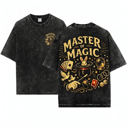Vintage Faux Gold Print Mystical Wizard Magician Illusionist Show Gift Apparel Unisex Wash T-Shirt