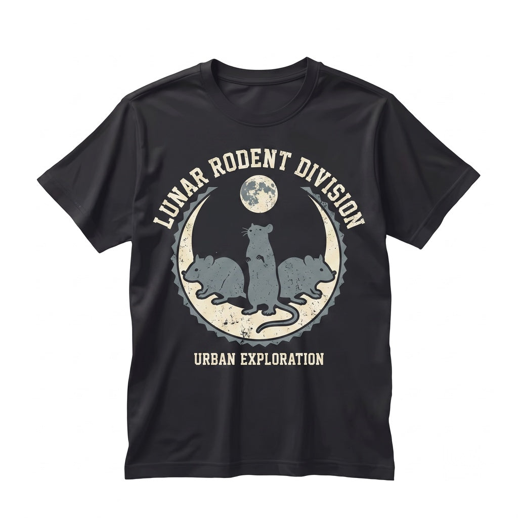 Three Rats Retro Graphic Vintage Sewer Moon Oversized Funny Unisex TShirt