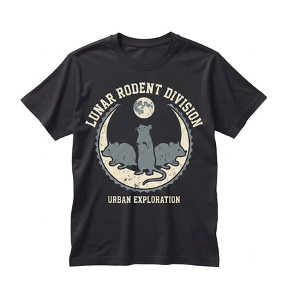 Three Rats Retro Graphic Vintage Sewer Moon Oversized Funny Unisex TShirt
