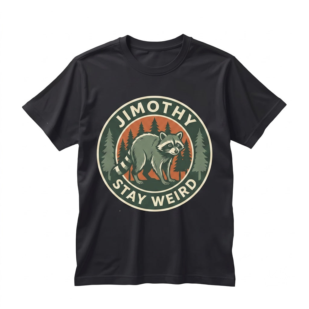 Jimothy Stay Weird Seattle Raccoon Meme Viral Funny Pacific Northwest Wildlife Round King Vintage Unisex TShirt