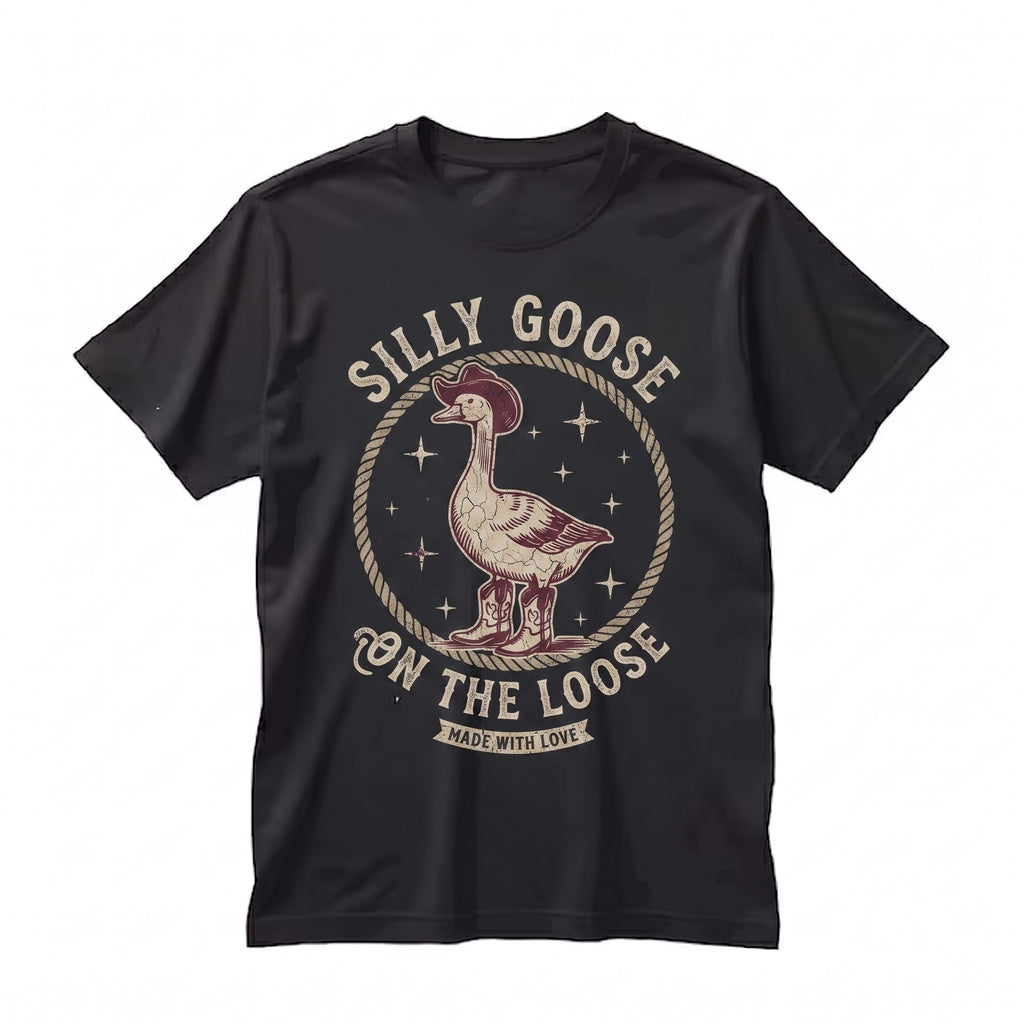Silly Goose On The Loose Western Style Beach Tote Bag Funny Gift For Her Novelty Animal Lover Unisex TShirt