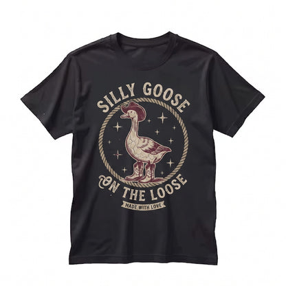Silly Goose On The Loose Western Style Beach Tote Bag Funny Gift For Her Novelty Animal Lover Unisex TShirt
