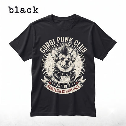 Funny Punk Corgi Dog Graphic Mohawk Black Grunge Alternative Pet Lover Puppy Gift Unisex TShirt
