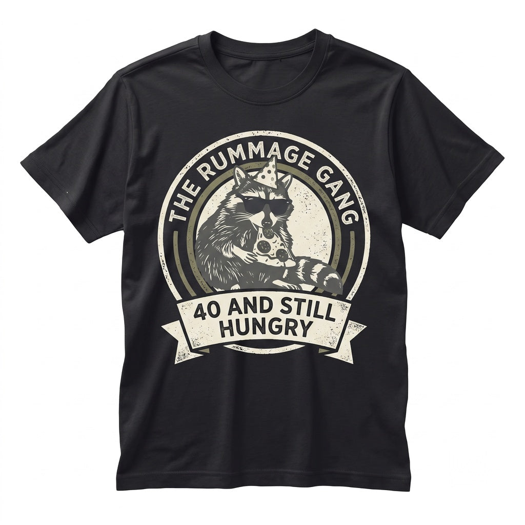 Funny 40th Birthday 40 And Still Hungry Trash Panda Raccoon Meme Gift For Him Unisex TShirt