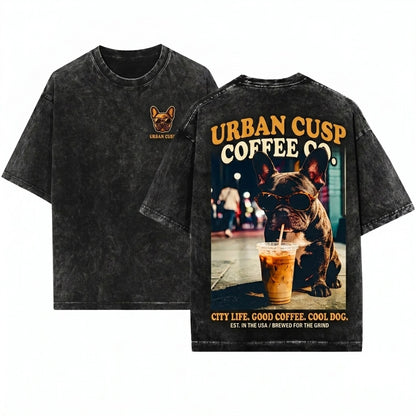 Frenchie Iced Coffee Dog Lover Graphic Aesthetic Unisex Wash T-Shirt