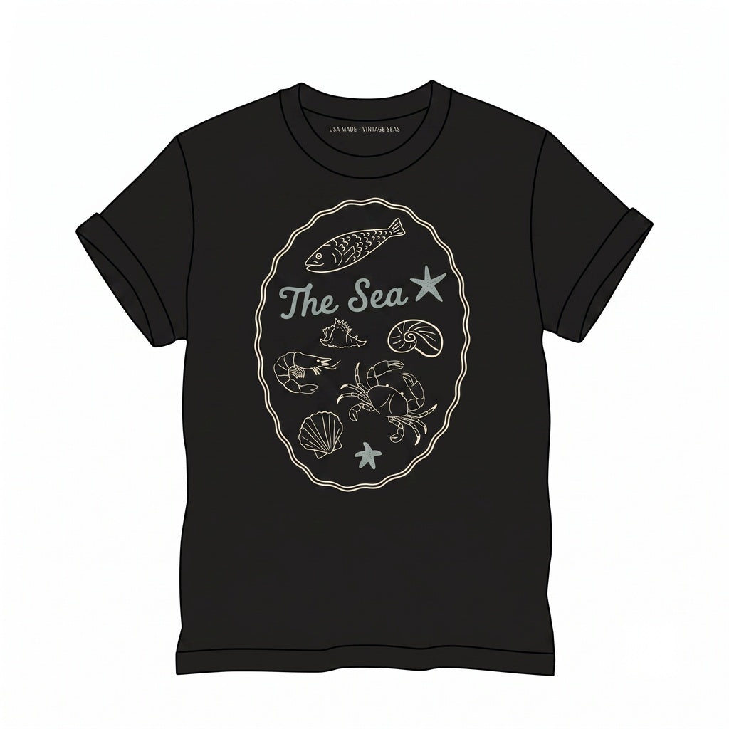 Ocean Marine Sea Life Graphic Summer Coastal Vintage Beach Print Unisex TShirt