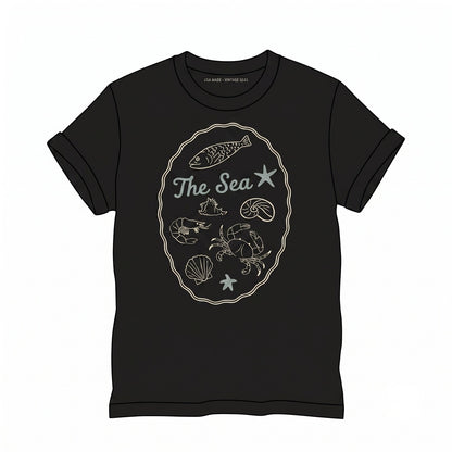 Ocean Marine Sea Life Graphic Summer Coastal Vintage Beach Print Unisex TShirt