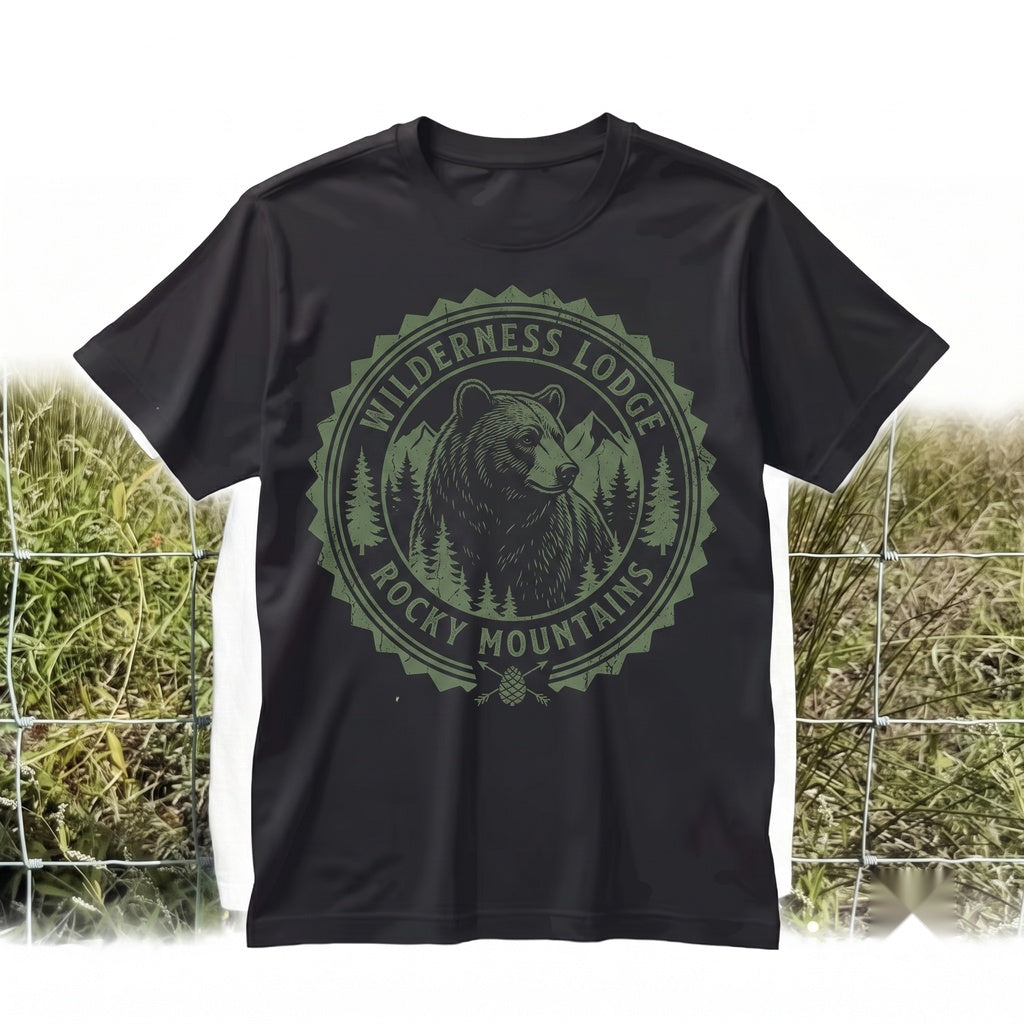 Vintage Grizzly Bear Graphic Mountain Forest Wildlife Rustic Outdoor Adventure Nature Gift Unisex TShirt