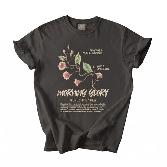 Vintage Garment-Dyed Morning Glory Floral Botanical Graphic Unisex TShirt