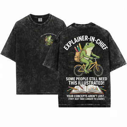 Funny Frog Teacher Graphic Off To Explain It One More Time Classroom Humor School Gift Unisex Wash T-Shirt
