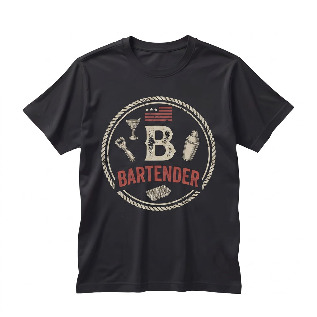 American Flag Cocktail Shaker Bartender Barman Vintage Mixologist Bar Drinking Graphic Gifts Unisex TShirt