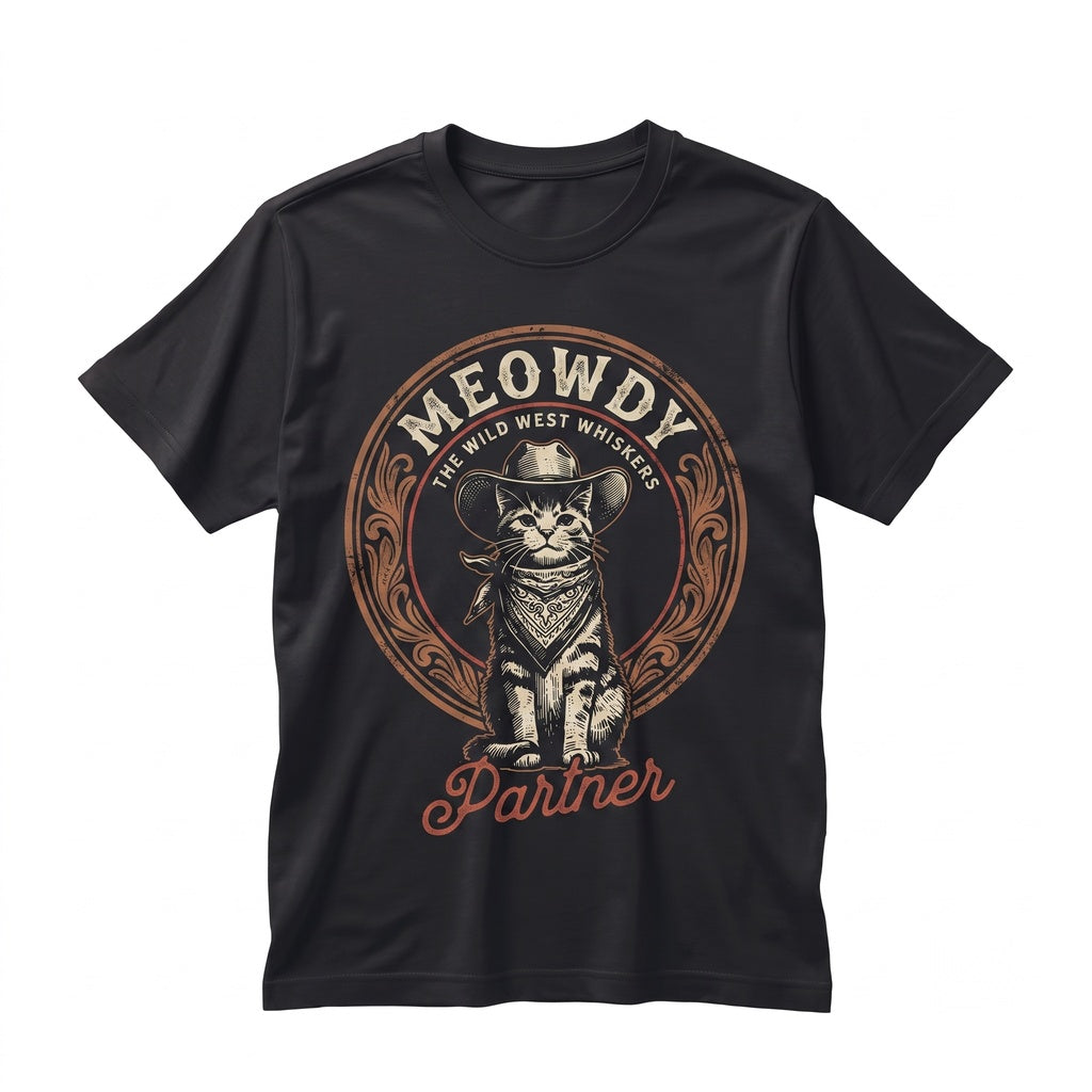 Meowdy Partner Funny Western Cowboy Cat Lover Graphic Gift Unisex TShirt