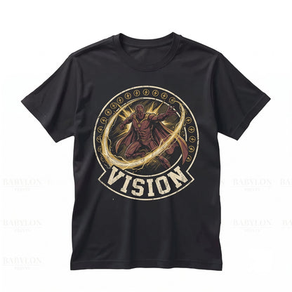 Retro Visionary Android Superhero Graphic Sweatshirt, Scarlet Witch Comic Character Top, Sci-Fi Multiverse Doom Fan Apparel,