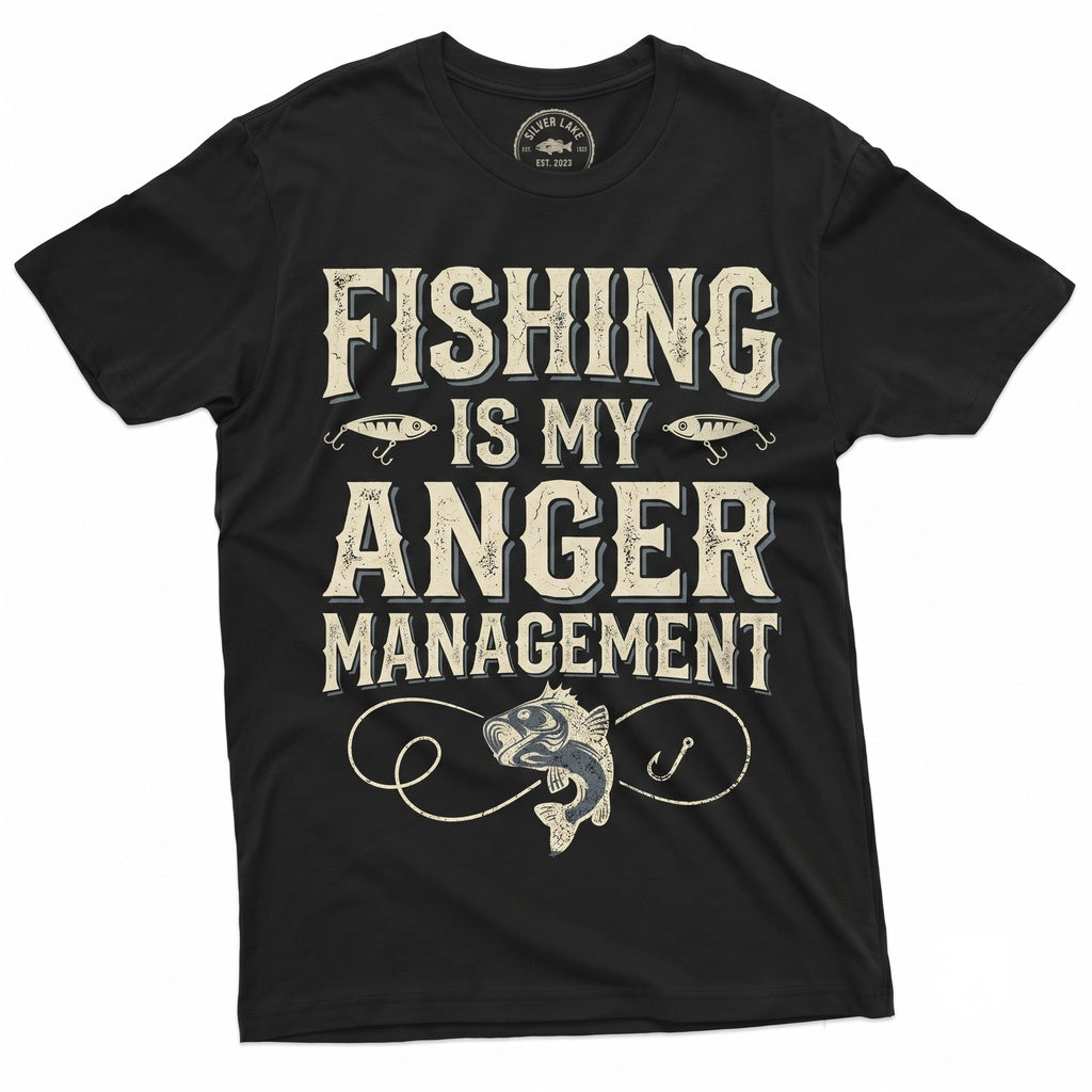 Funny Fishing Is My Anger Management Fisherman Graphic Fathers Day Gift For Him Novelty Apparel Unisex TShirt