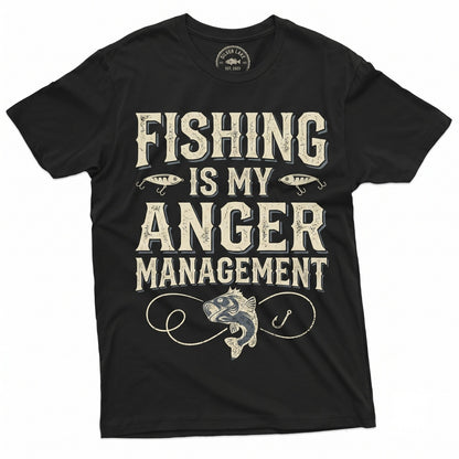 Funny Fishing Is My Anger Management Fisherman Graphic Fathers Day Gift For Him Novelty Apparel Unisex TShirt